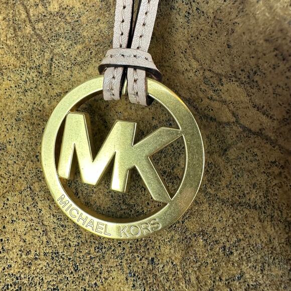 Michael Kors Womens MK Logo Distressed Burnt Gold/Brown Satchel Shoulder Bag - Picture 5 of 9